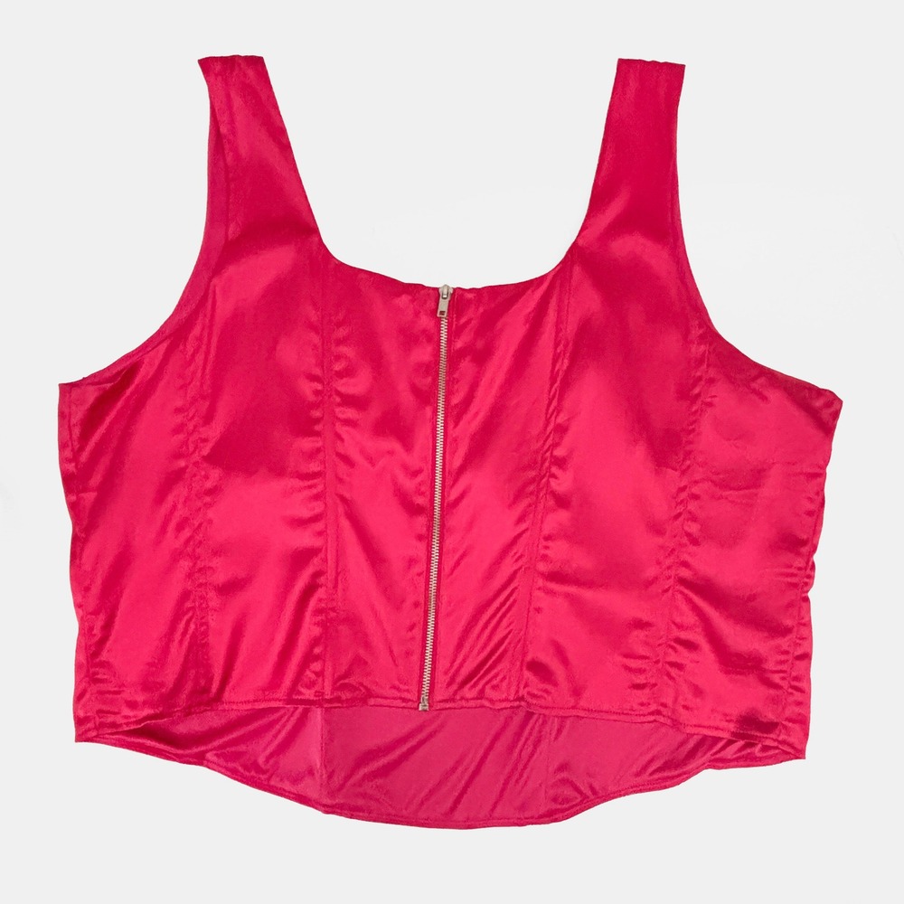 Torrid Satin Sleeveless Corset Top Plus Size 4X Hot Pink Peacock Party Date - Picture 3 of 7